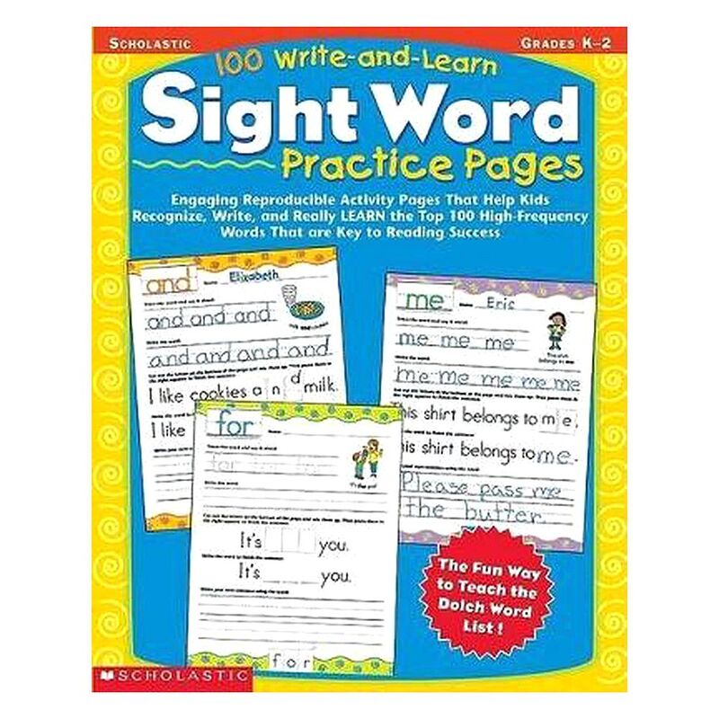 100 صفحة تمرين على الكتابة والتعلم على الكلمات المرئية: صفحات نشاط قابلة للتكرار تساعد الأطفال