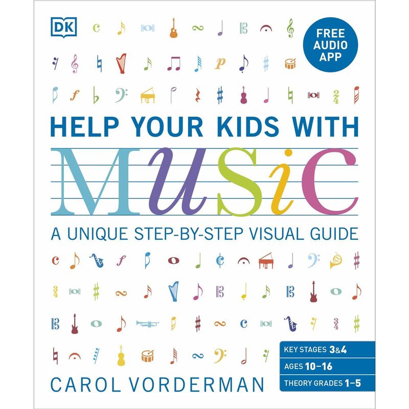 ساعد أطفالك في الموسيقى للأعمار من 10 إلى 16 (الصفوف 1-5): دليل مرئي فريد خطوة بخطوة وصوت مجاني