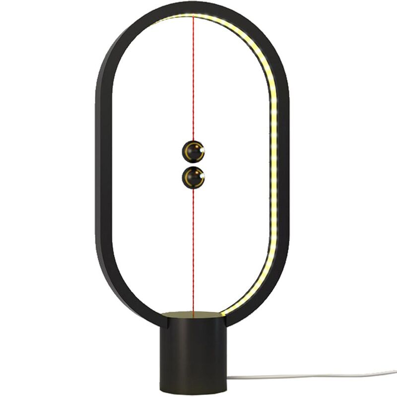 مصباح توازن بيضاوي الشكل مُزوَّد بمخرج يو إس بي أسود اللون من هانج