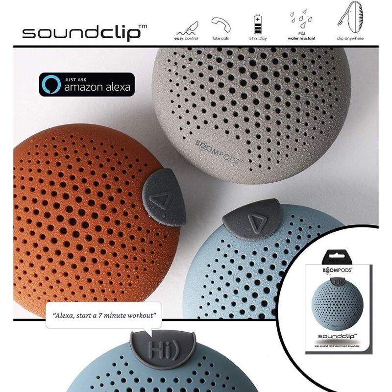 Boompods Soundclip Bluetooth Speaker Ipx6 Amazon Alexa Integrated Orange