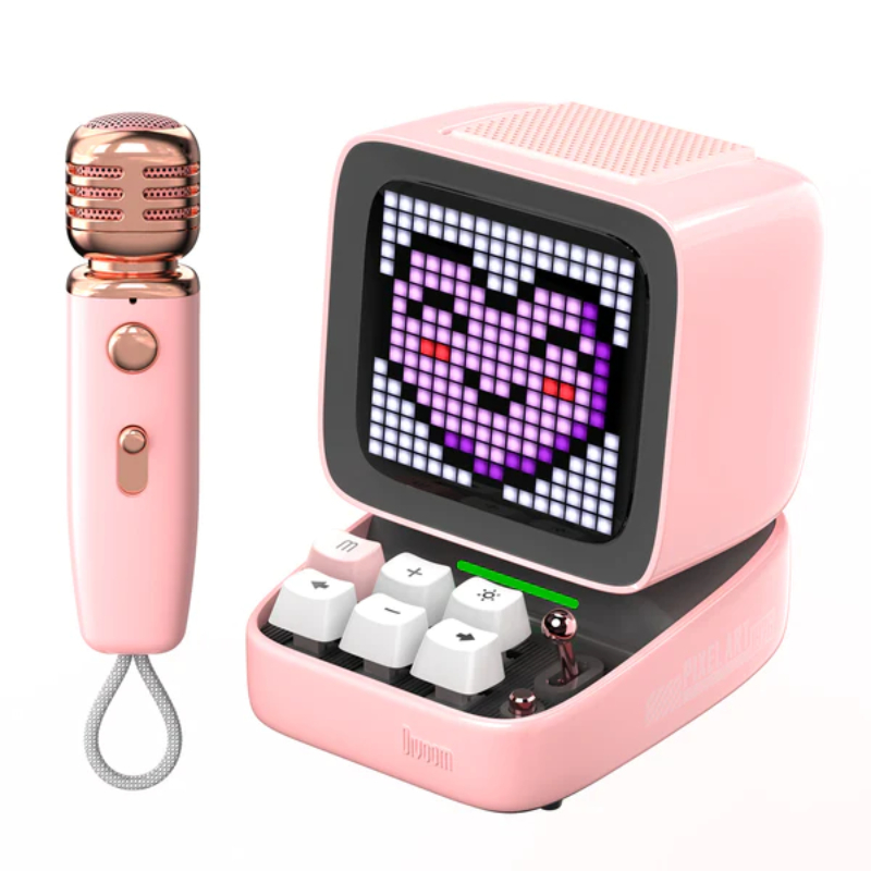 Divoom Ditoomic Bluetooth Speaker Microphone Karaoke Function Pink