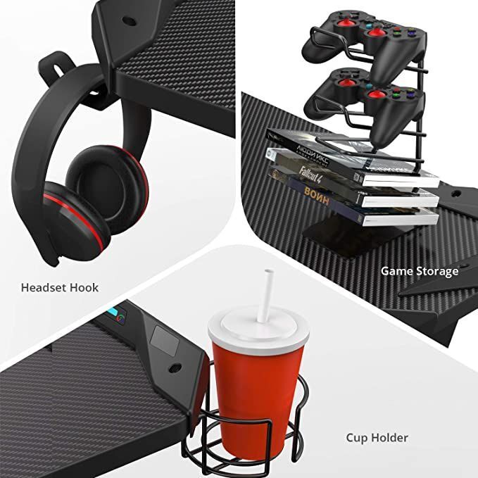 Eureka Ergonomic Gamer Gear Rack Bundlecup Holder Headset Hook and Controller Rack