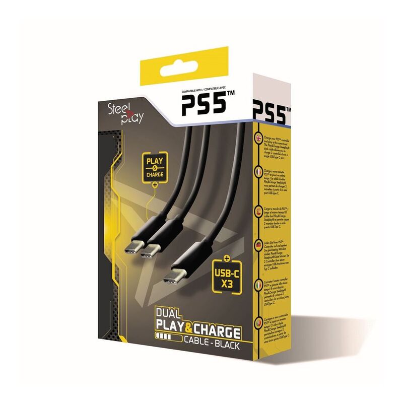 Steelplay PS5 Dual Play & Charge Cable - Black