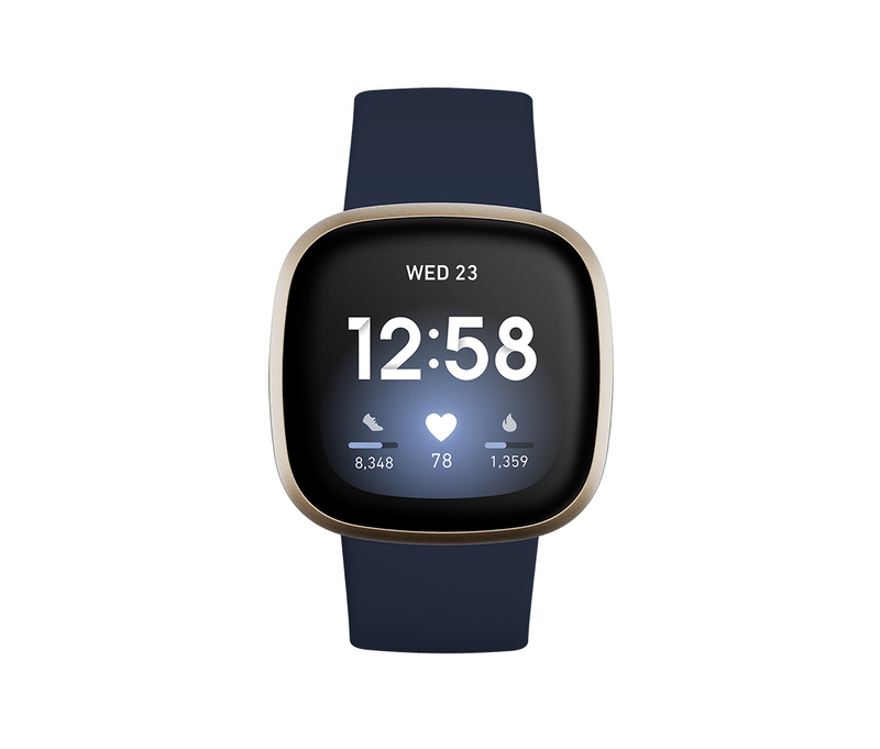 Fitbit Versa 3 Smart Watch Soft Gold Aluminum case, Midnight