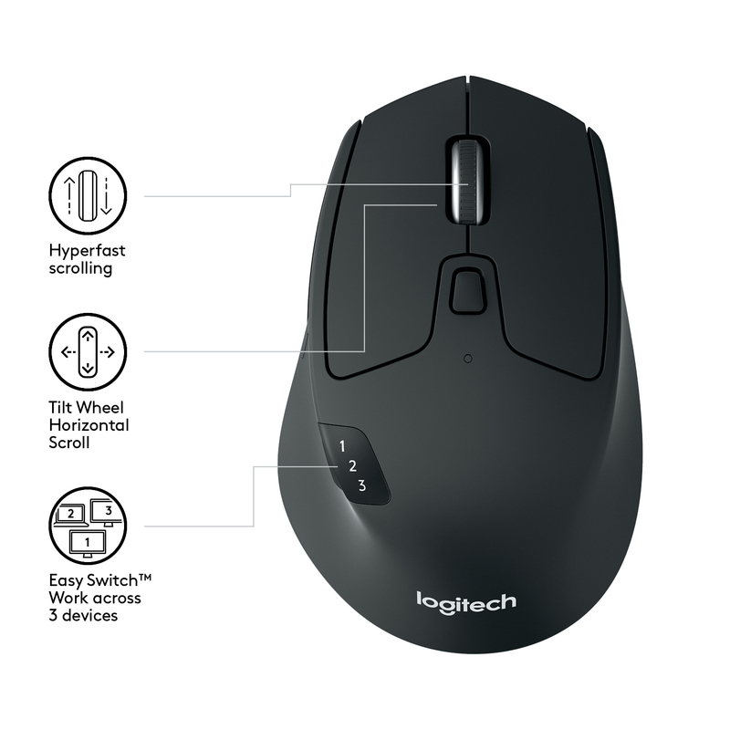 Logitech M720 Mouse Rf Wireless+Bluetooth Optical 1000 Dpi Right-Hand