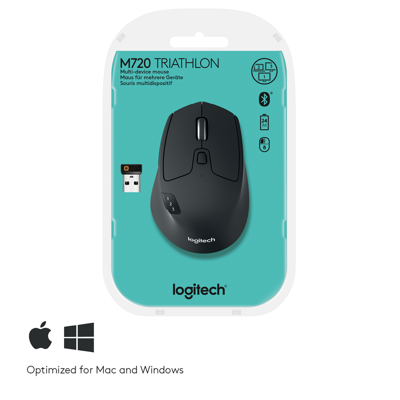 Logitech M720 Mouse Rf Wireless+Bluetooth Optical 1000 Dpi Right-Hand
