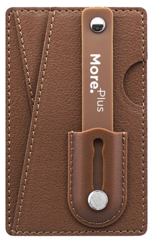 More Plus Magic Push Card Mobile Grip with Card Holder Brown