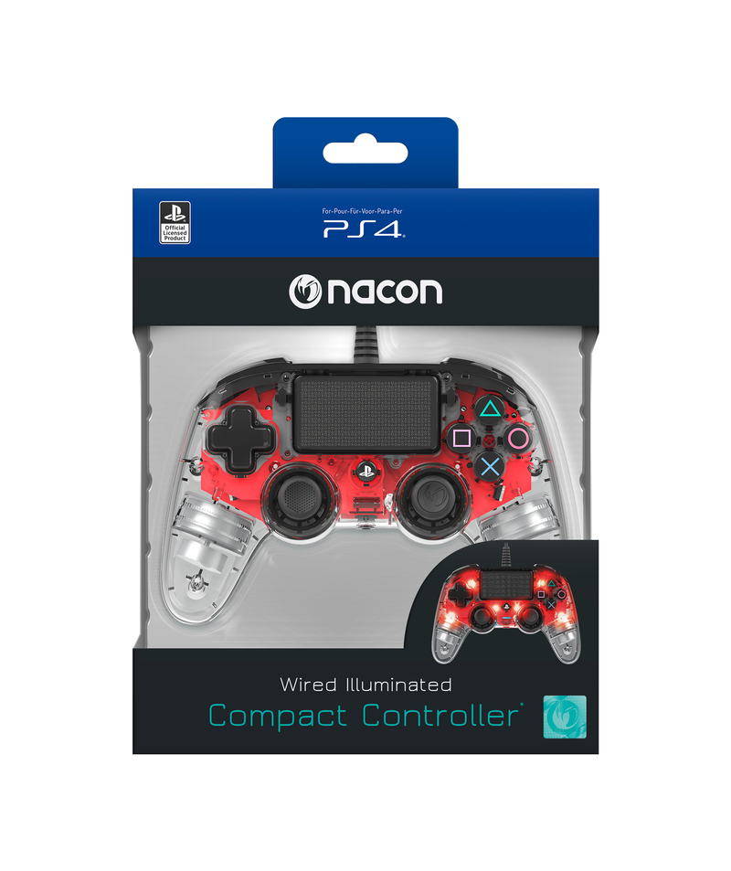 Nacon PS4Ofcpadclred Gaming Controller Gamepad Sony PlayStation 4 Analogue/Digital Red,Transparent