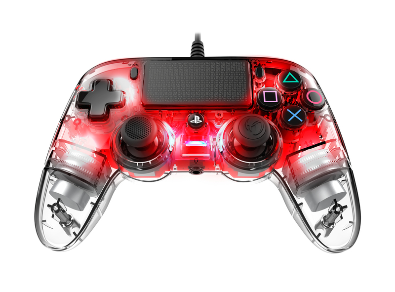 Nacon PS4Ofcpadclred Gaming Controller Gamepad Sony PlayStation 4 Analogue/Digital Red,Transparent
