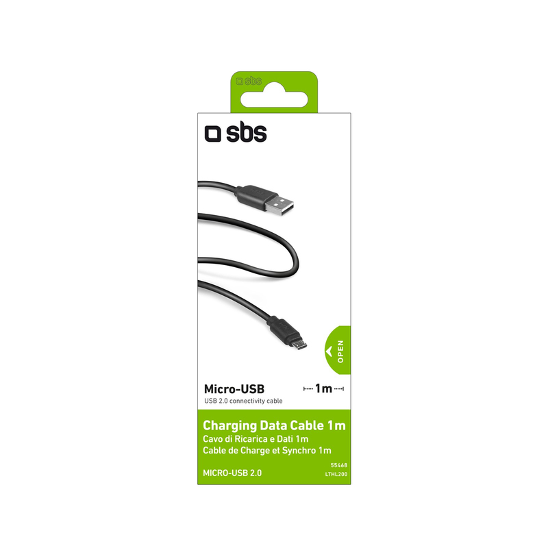 Sbs 1M USB2.0/MicroUSB USB Cable USB A Micro-USB A Black
