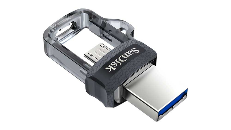 Sandisk Ultra Dual M3.0 USB Flash Drive 64GB USB Type-A/Micro-USB 3.2 Gen 1 (3.1 Gen 1) Black,Silver,Transparent