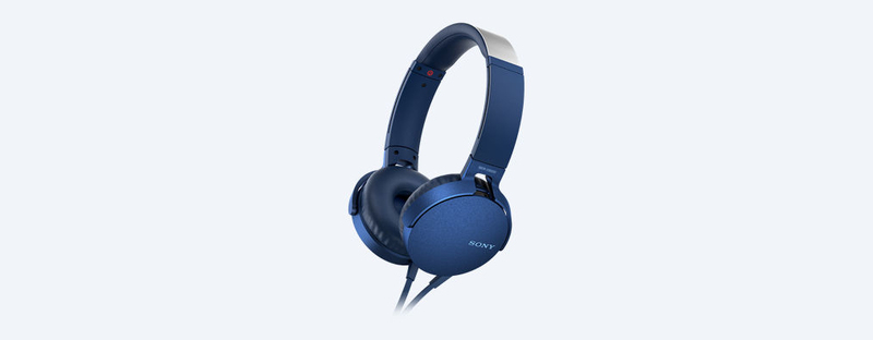 سماعات رأس Mdr-Xb550Ap بتقنية إكسترا باس من سوني، بلون أزرق
