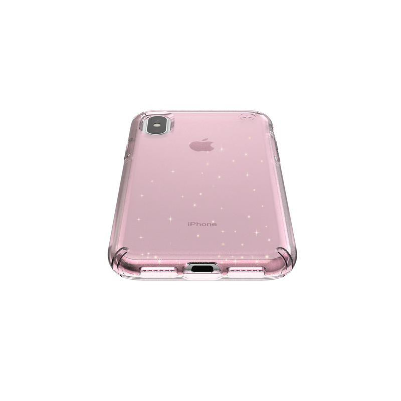 Speck Presidio Clear + Glitter Case Bella Pink with Gold Glitter/Bella Pink for Apple iPhone XS